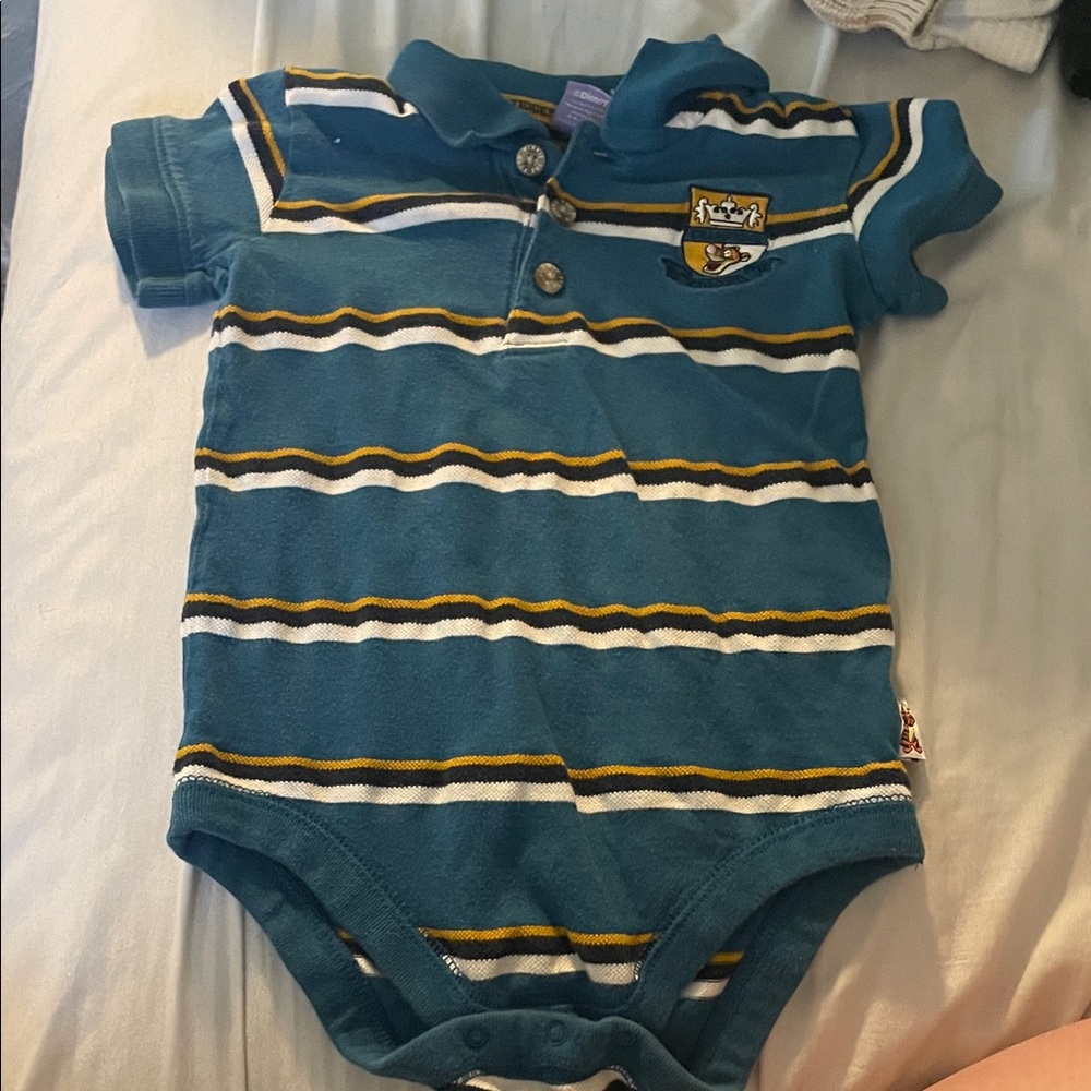 Disney Teal and White Striped Bodysuit